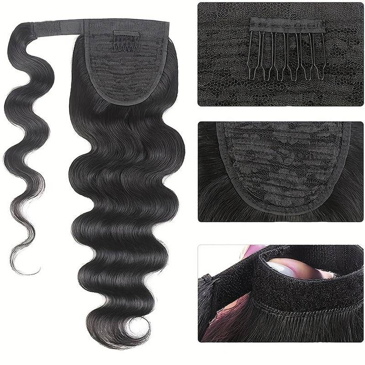 ponytail queue de cheval body wave marque cluster crown